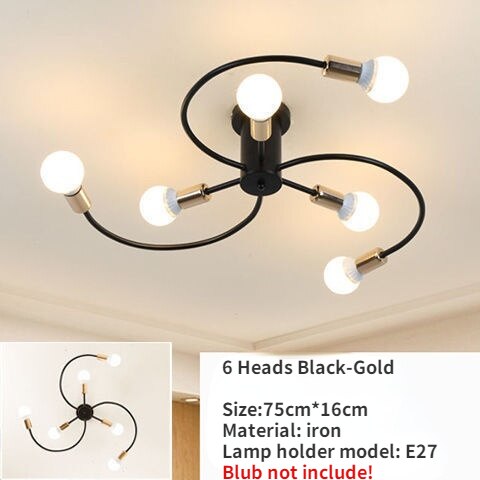 Modern Iron Ceiling Chandelier – Elegant Industrial Lighting Fixture for Living Room & Dining Room