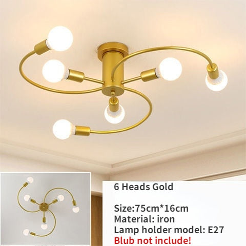 Modern Iron Ceiling Chandelier – Elegant Industrial Lighting Fixture for Living Room & Dining Room