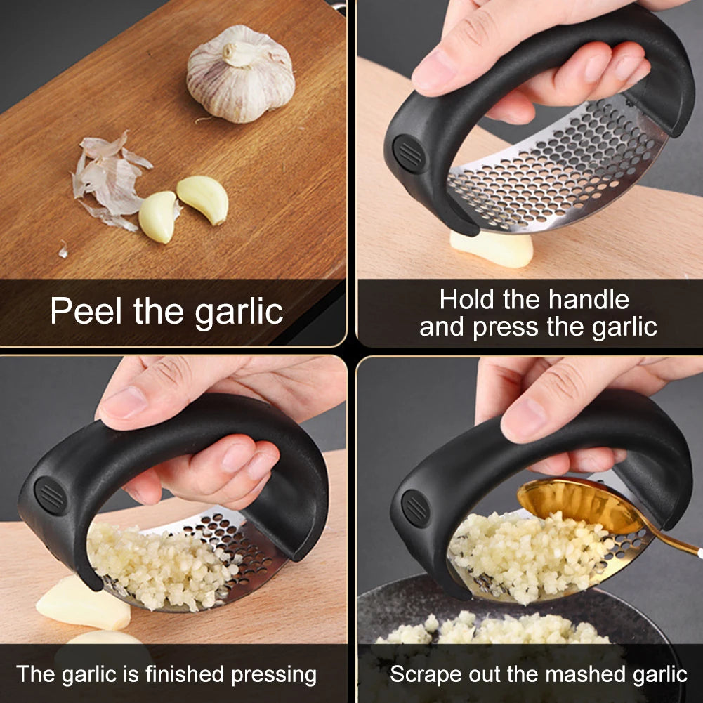 Stainless Steel Garlic Masher – Manual Garlic Chopper and Press for Effortless Kitchen Prep