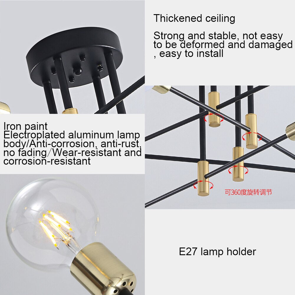 Modern Nordic Black Gold LED Chandelier-the Housite UK