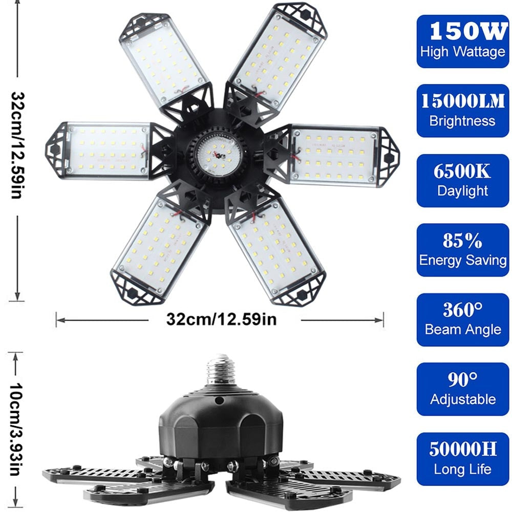 150W Led Garage Light E27/E26 15000LM Lamp Adjustable-the Housite UK