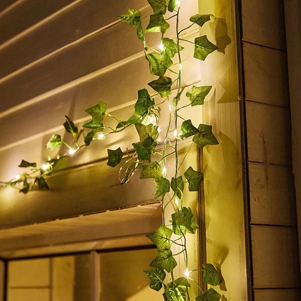 Green Leaf Fairy Lights - Eco-Friendly Decorative String Lights for Home and Garden Decor