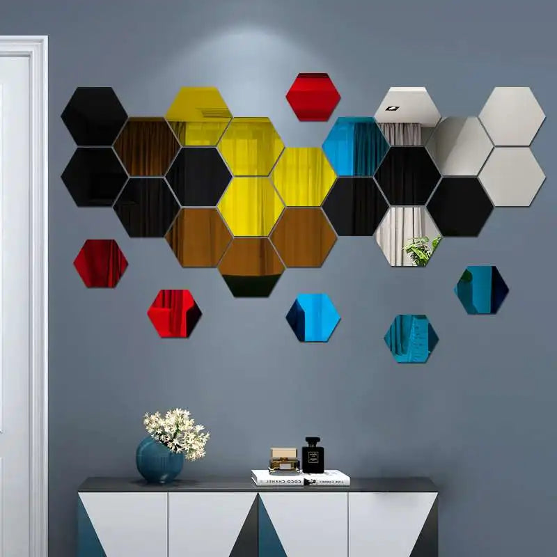 3D Hexagon Mirror Wall