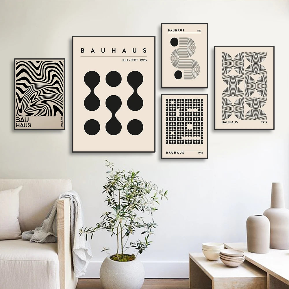 Abstract Bauhaus Style Geometric Wall Art