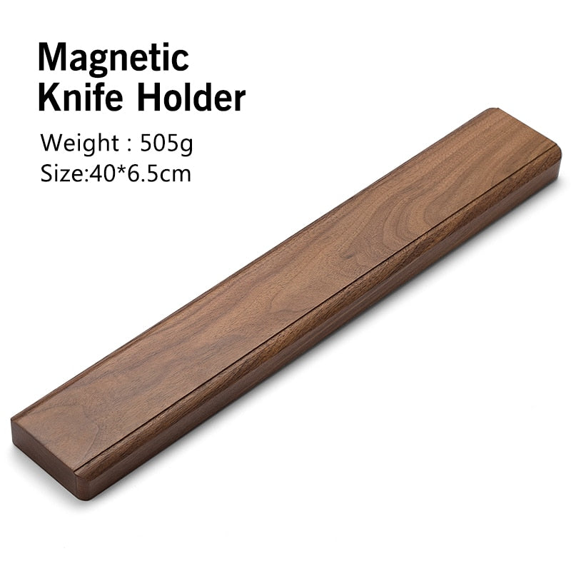 40cm Black Walnut Magnetic Knife Holder – Premium Wooden Wall-Mounted Knife Rack