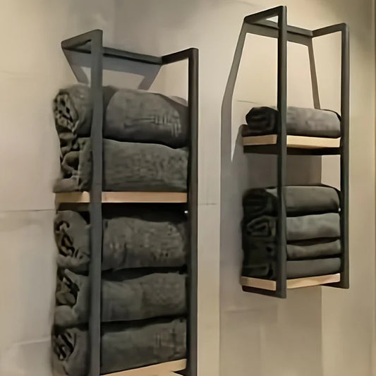 2-Tier Towel Storage Rack – Wall-Mounted Bathroom Organizer