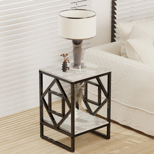 White Marble Top Side Table – Modern Moroccan Design