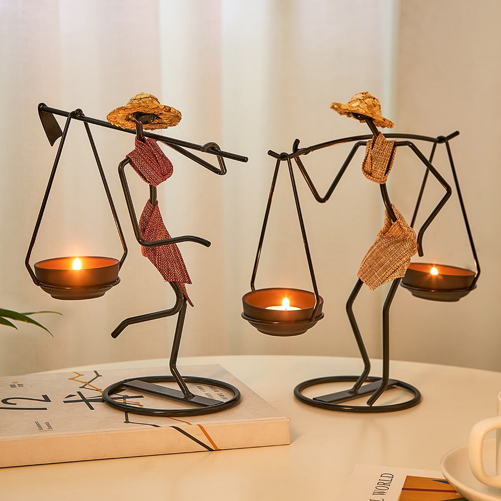 Handmade Iron Figurine Candle Holder