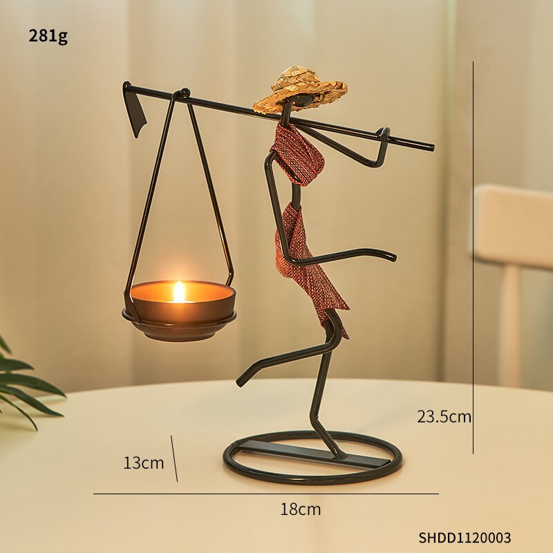 Handmade Iron Figurine Candle Holder