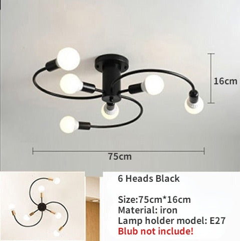 Modern Iron Ceiling Chandelier – Elegant Industrial Lighting Fixture for Living Room & Dining Room