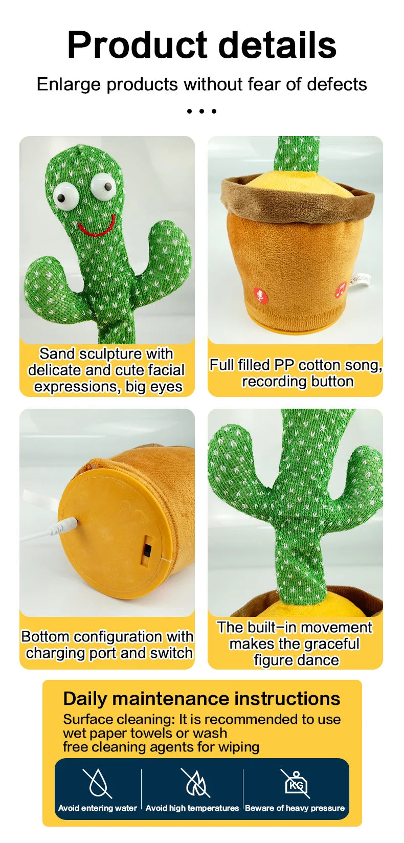 Dancing Talking Cactus Toy – Singing, Mimicking, and Glowing Fun for Babies and Kids