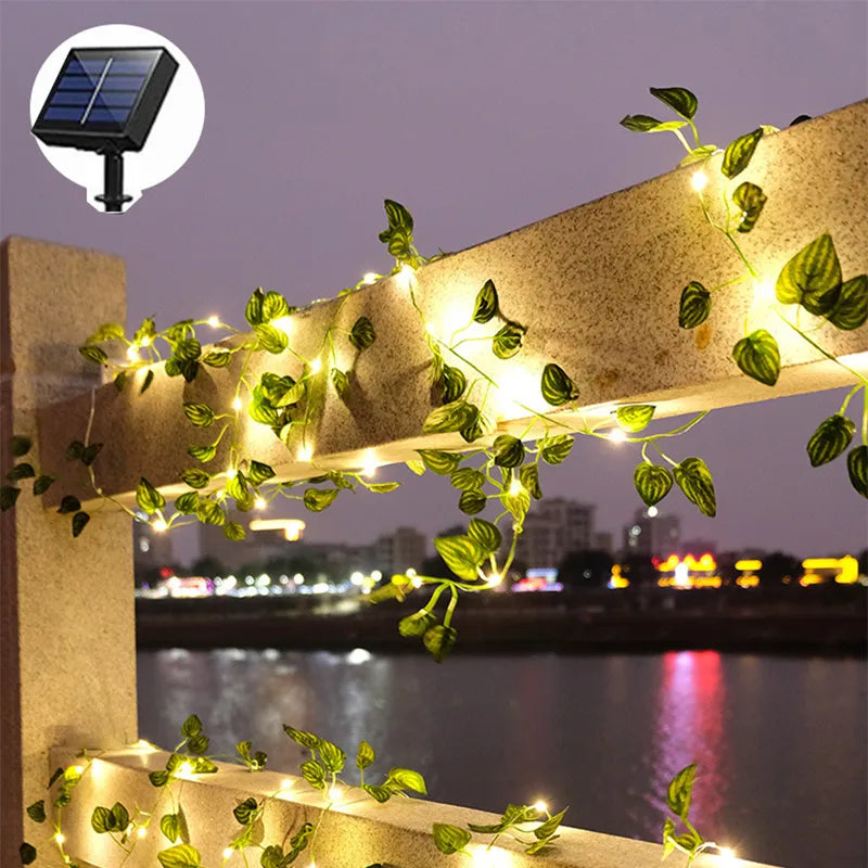 Green Leaf Fairy Lights - Eco-Friendly Decorative String Lights for Home and Garden Decor