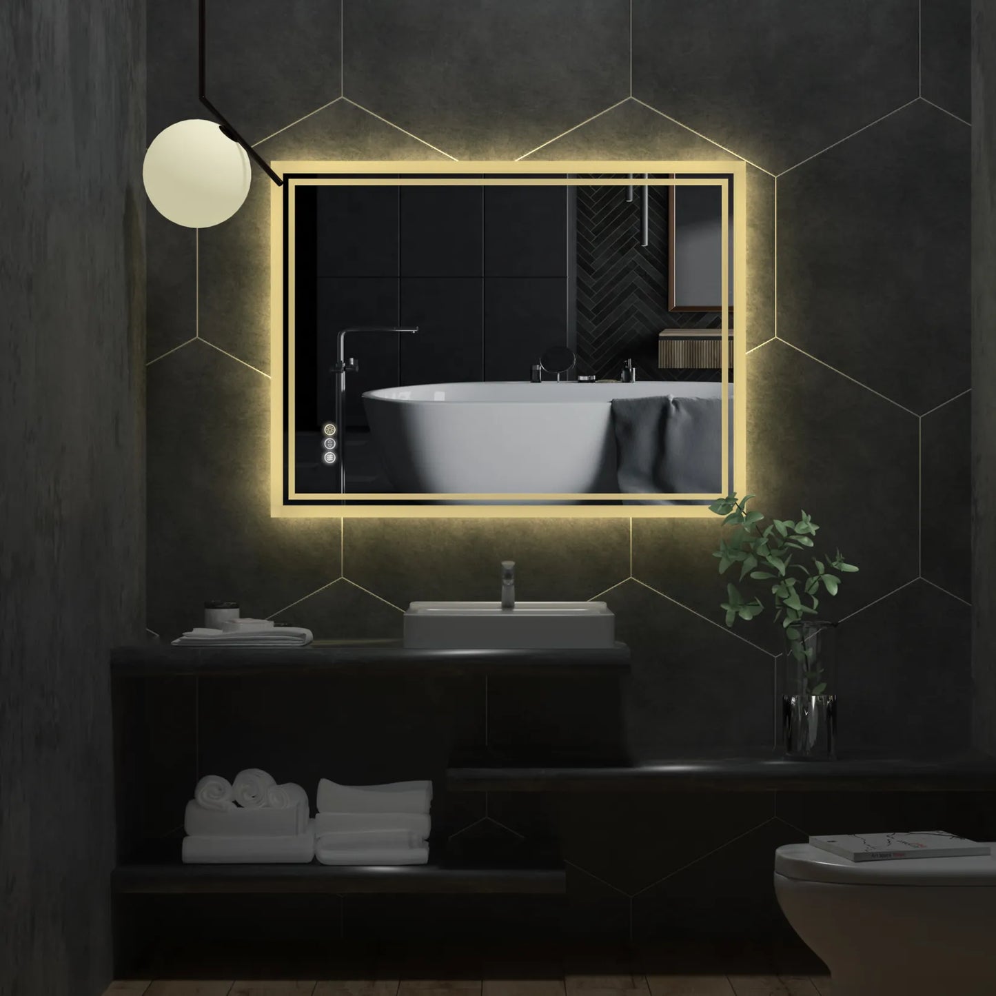 Sleek Bathroom LED Backlit Mirror – Modern, Energy-Efficient Vanity Mirror with Adjustable Lighting