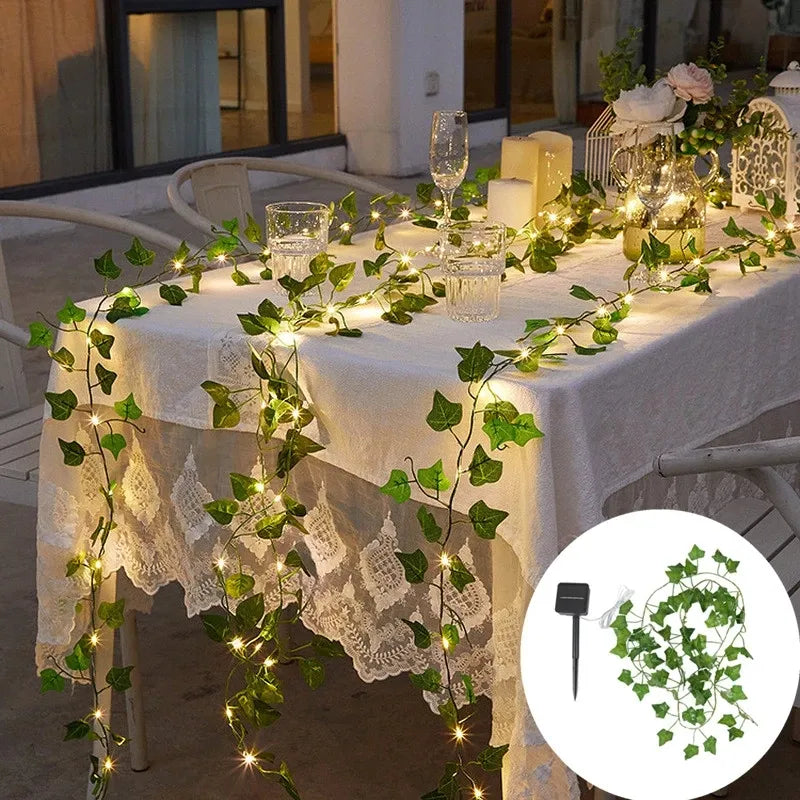 Green Leaf Fairy Lights - Eco-Friendly Decorative String Lights for Home and Garden Decor