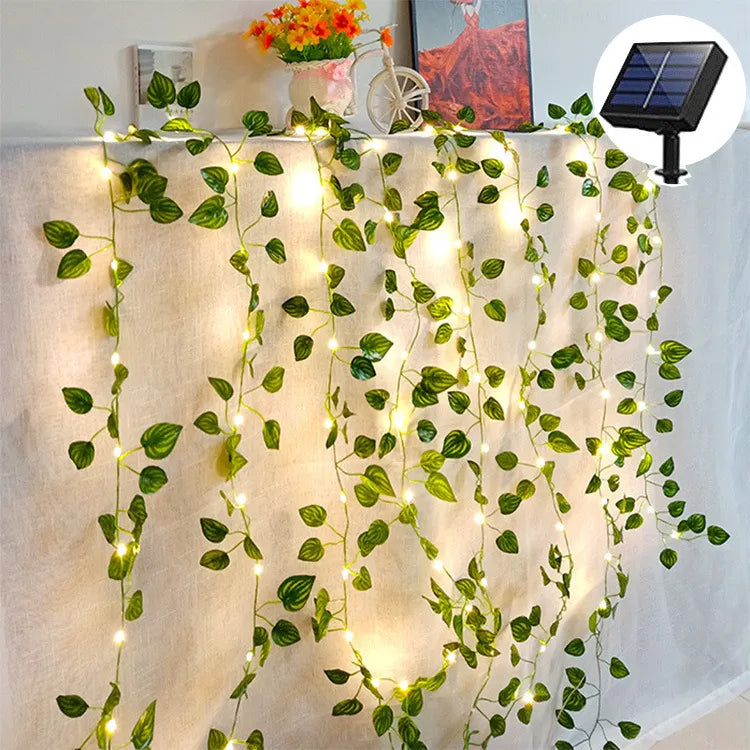 Green Leaf Fairy Lights - Eco-Friendly Decorative String Lights for Home and Garden Decor