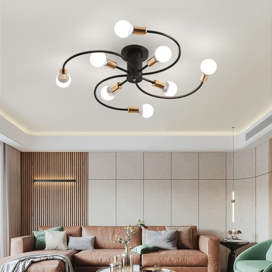 Modern Iron Ceiling Chandelier – Elegant Industrial Lighting Fixture for Living Room & Dining Room