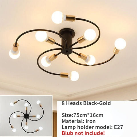 Modern Iron Ceiling Chandelier – Elegant Industrial Lighting Fixture for Living Room & Dining Room