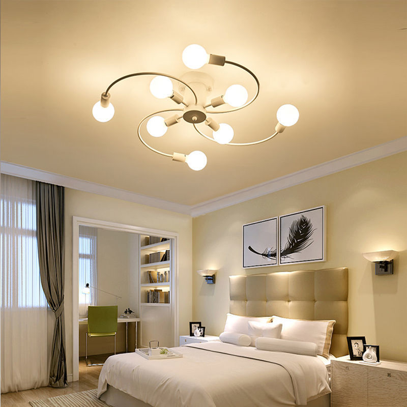 Modern Iron Ceiling Chandelier – Elegant Industrial Lighting Fixture for Living Room & Dining Room