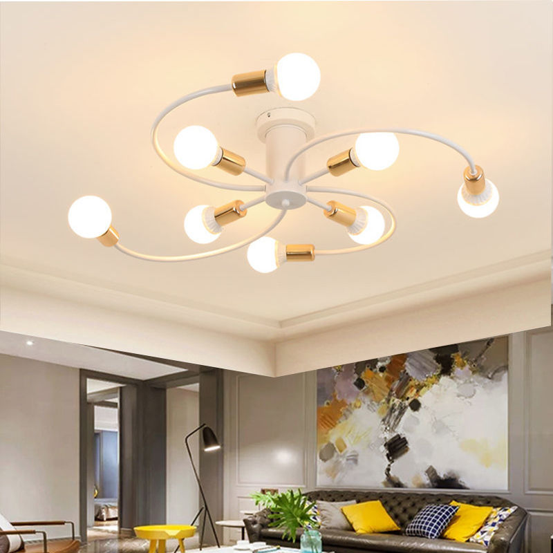 Modern Iron Ceiling Chandelier – Elegant Industrial Lighting Fixture for Living Room & Dining Room