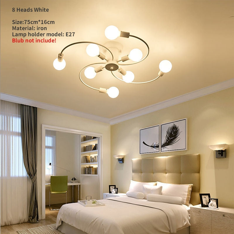 Modern Iron Ceiling Chandelier – Elegant Industrial Lighting Fixture for Living Room & Dining Room