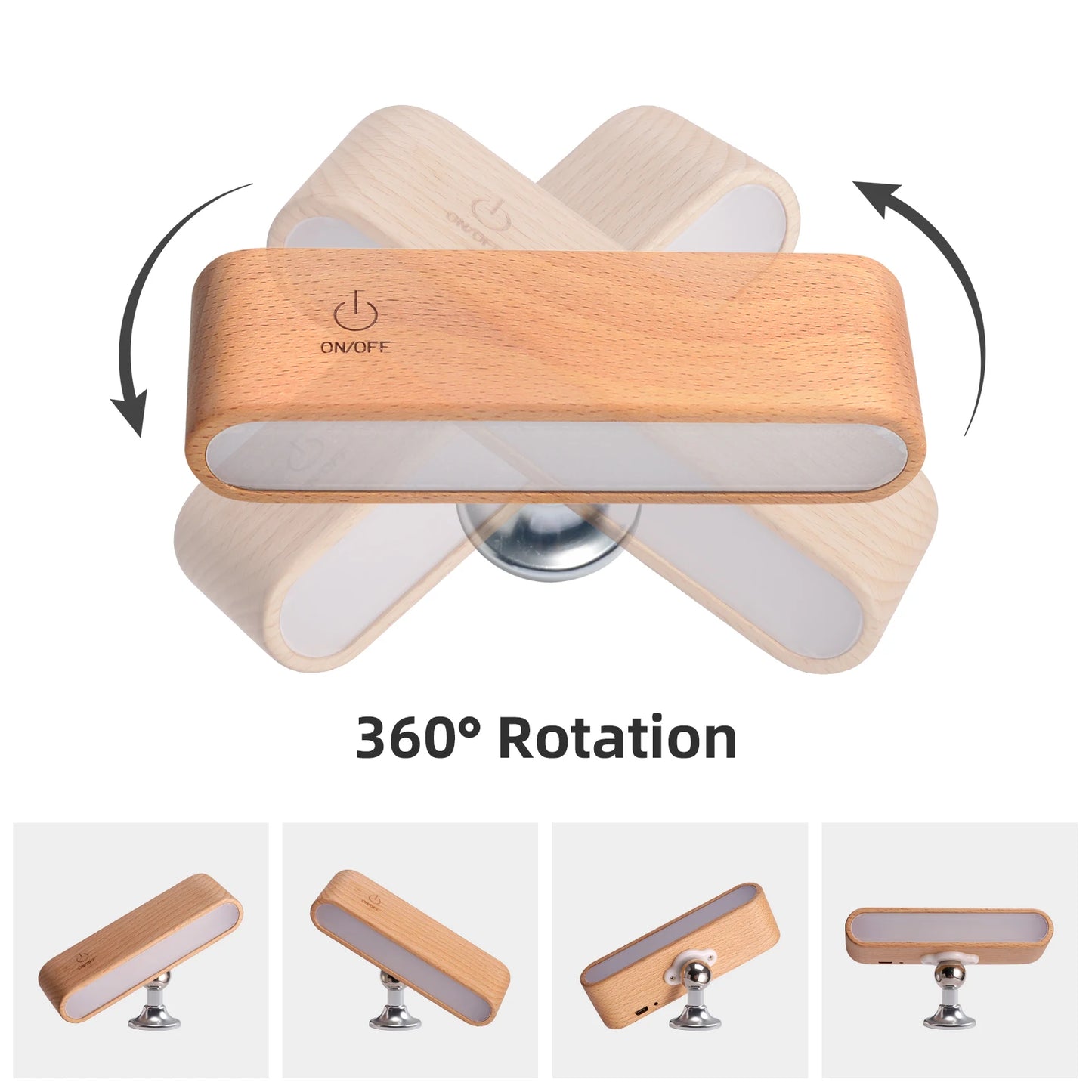 LED Beech Wood Magnetic Rechargeable Night Lights