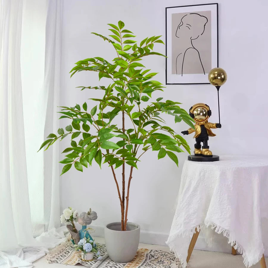 Artificial Tropical Palm Tree 76-130cm - Large Fake Nandina Tree Branch, Tall Green Plants for Home & Garden Décor