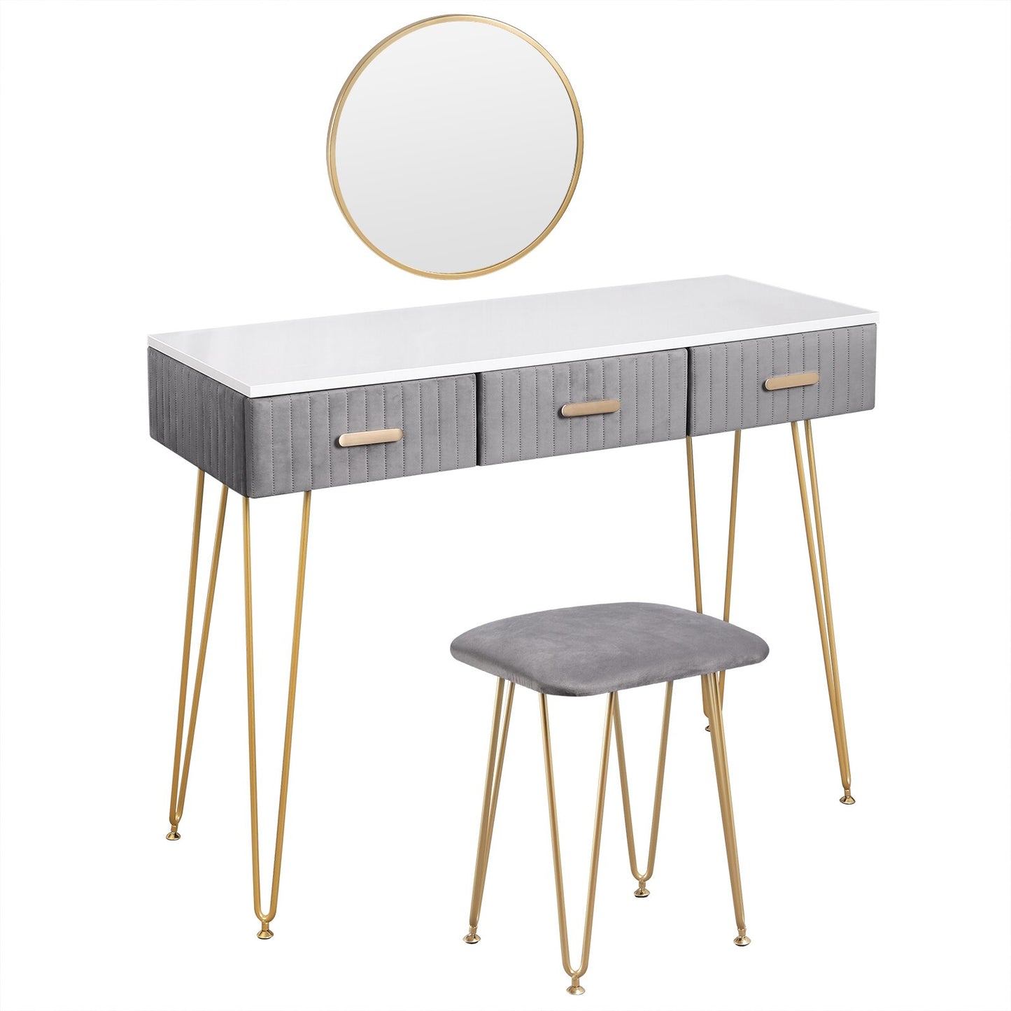 Modern Dressing Table with Stool Mirror Drawers-the Housite UK