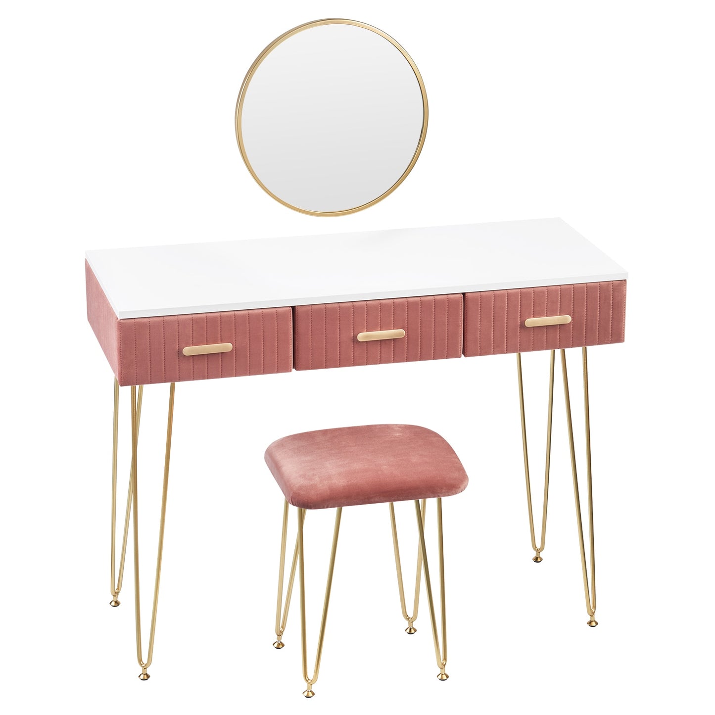 Modern Dressing Table with Stool Mirror Drawers-the Housite UK