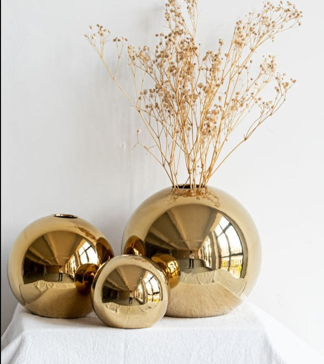 Golden Ball Ceramic Vase-0-the Housite UK