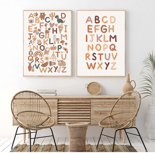 Boho Nursery Alphabet Wall Canvas-the Housite UK