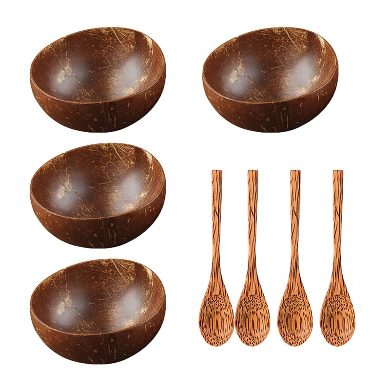 Natural Coconut Bowl And Tableware Spoon Set-the Housite UK