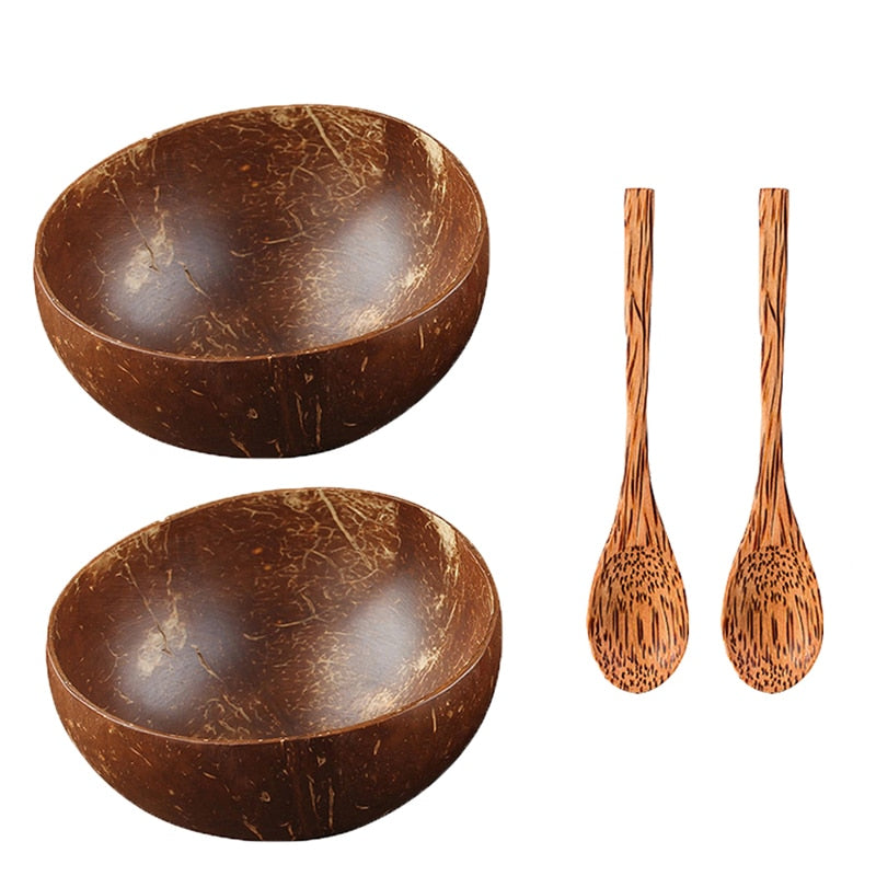 Natural Coconut Bowl And Tableware Spoon Set-the Housite UK