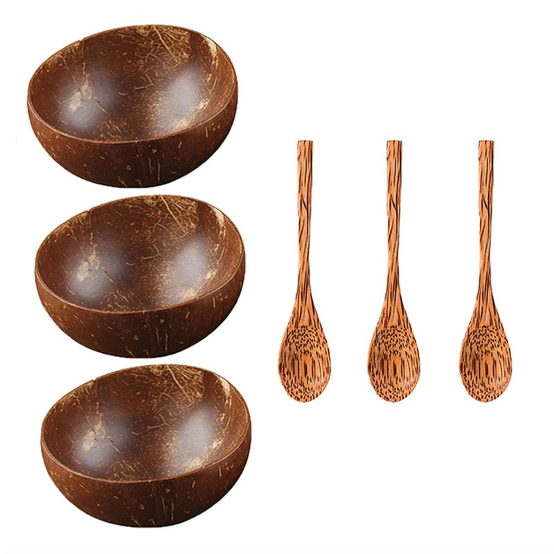 Natural Coconut Bowl And Tableware Spoon Set-the Housite UK