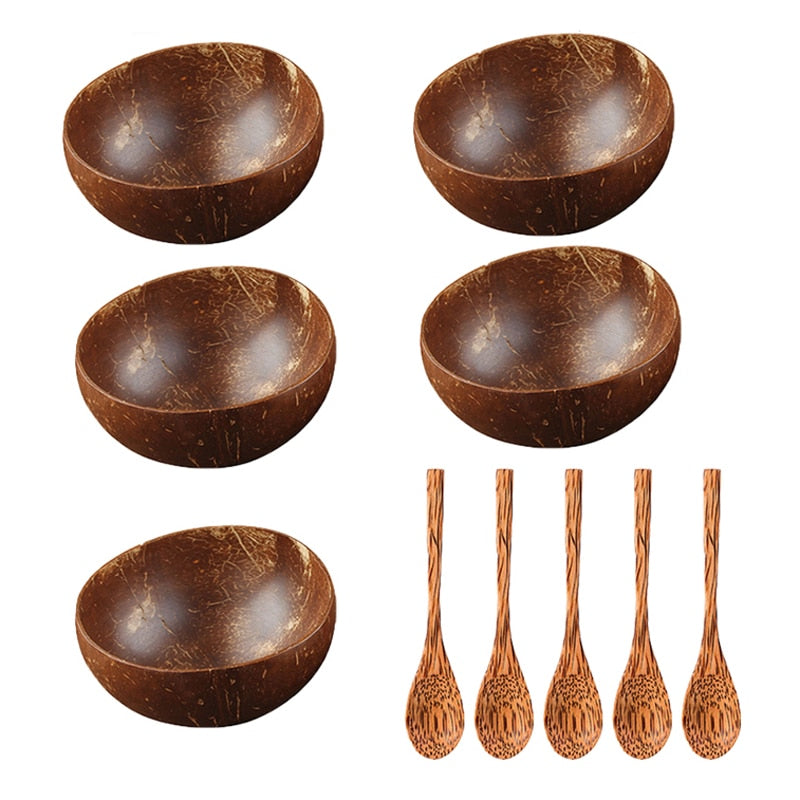 Natural Coconut Bowl And Tableware Spoon Set-the Housite UK