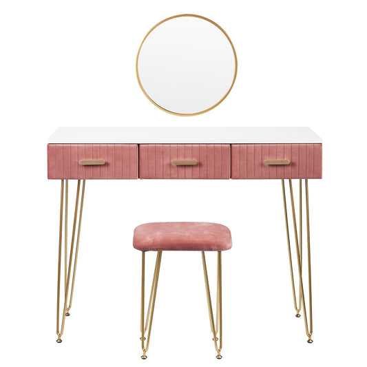 Modern Dressing Table with Stool Mirror Drawers-the Housite UK