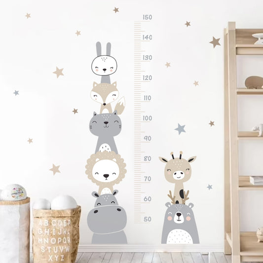 Boho Vinyl Baby Height Measurement Animals Wall Stickers-0-the Housite UK