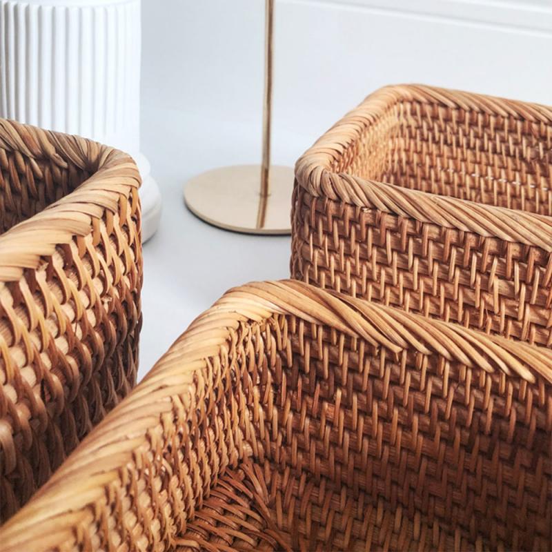 Handwoven Rectangular Rattan Wicker Basket-0-the Housite UK