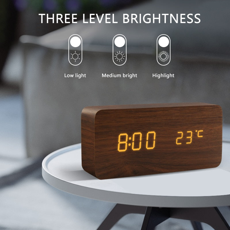 LED Wooden Alarm Clock-0-the Housite UK